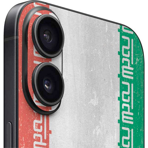 Iran Flag Distressed iPhone 16 Plus Skin